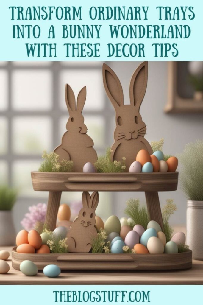 tiered tray bunny Easter decor