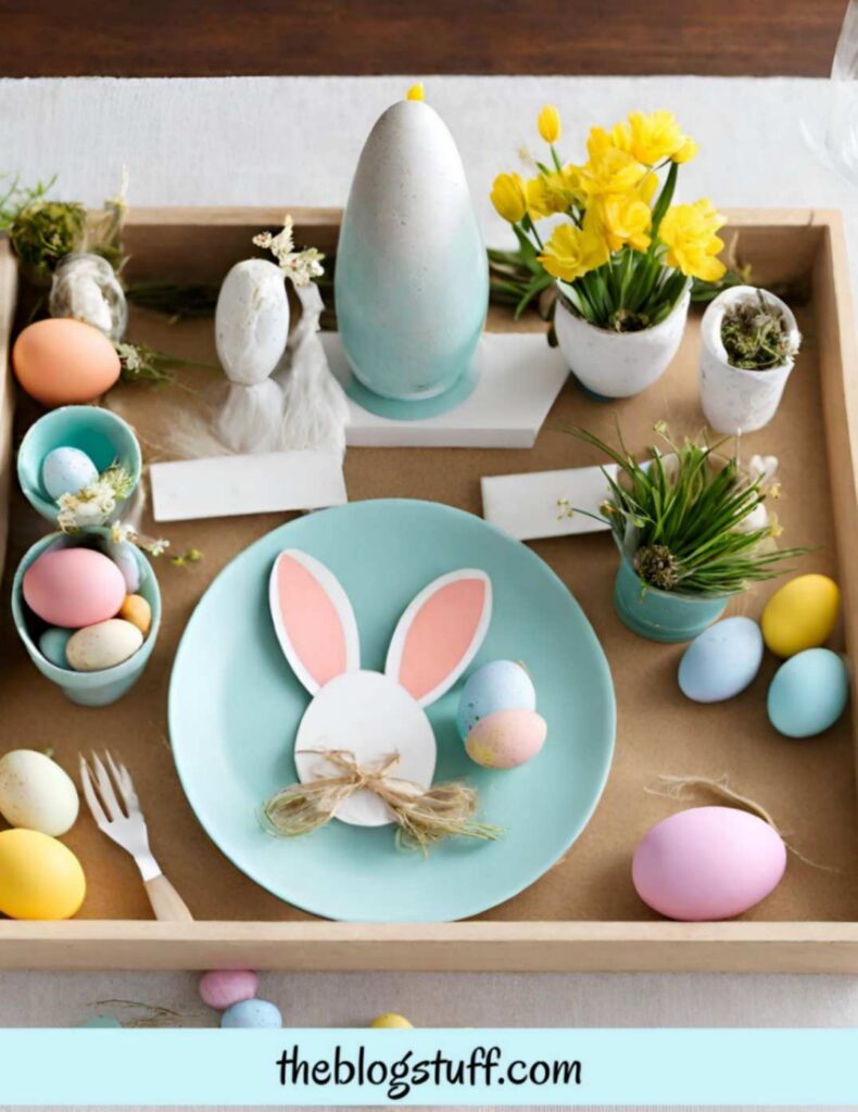 wooden square tray Easter decorations