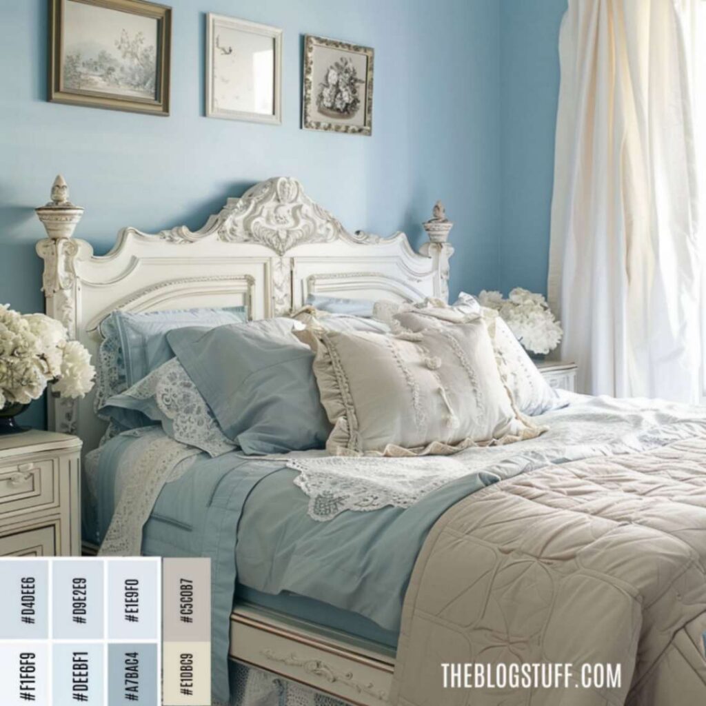 color palette blue bedroom french country decor