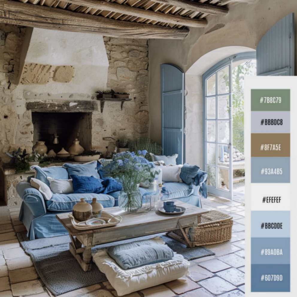 color palette blue rustic living room french country decor