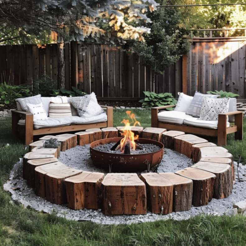 DIY fire pit backyard idea