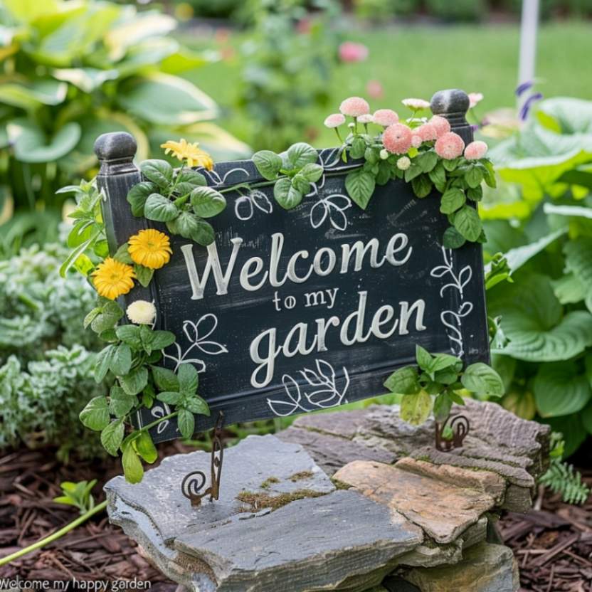 DIY garden sign budget backyard ideas