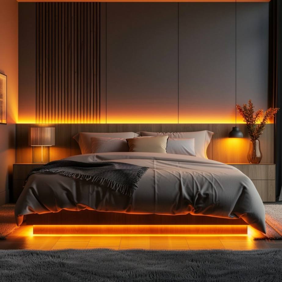 Bed with smart lighting