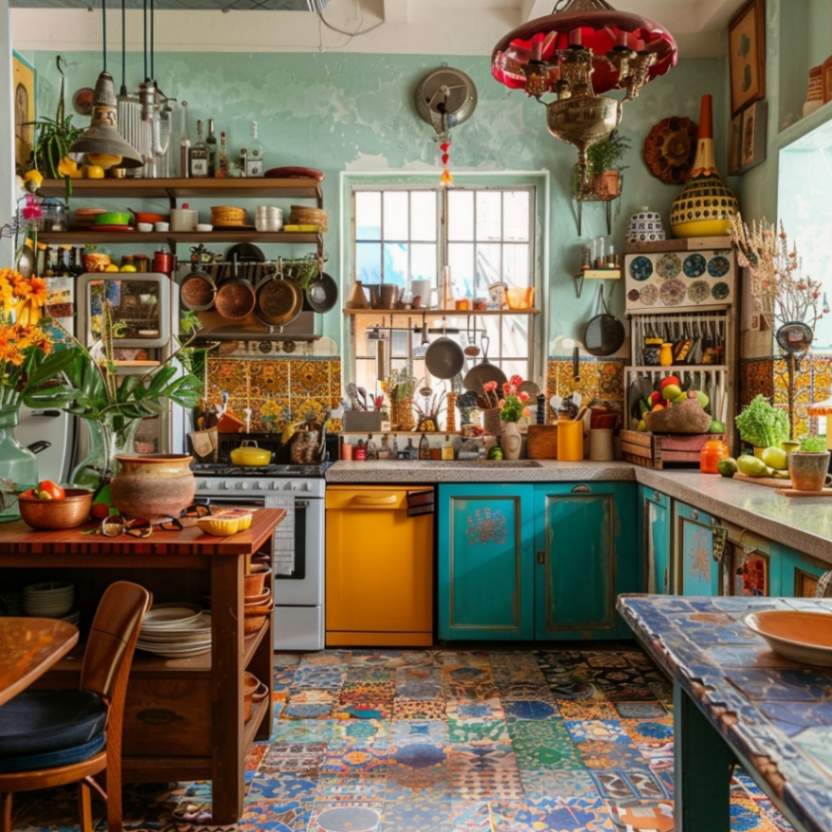 bohemian eclectic kitchen design