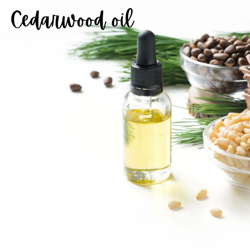 Cedarwood oil in a bottle