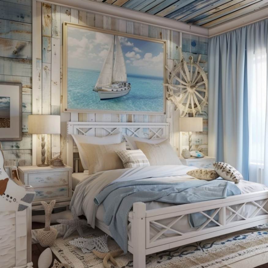 Coastal themed bedroom decor