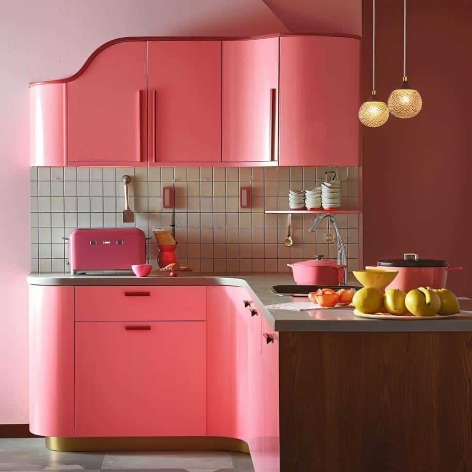 kitchen retro pink accesories