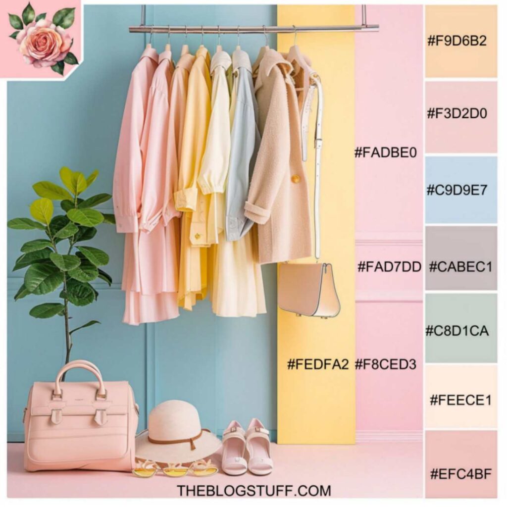 Wardrobe color palette in pastels