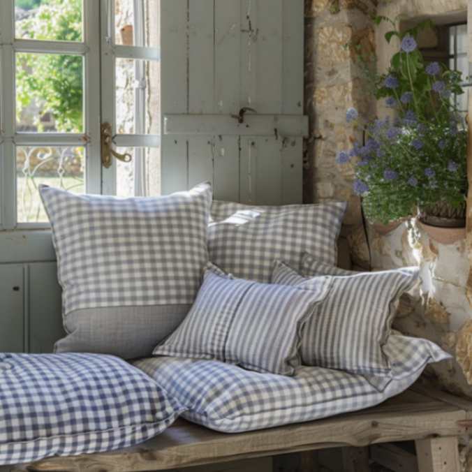 Gingham checks and stripes cushions