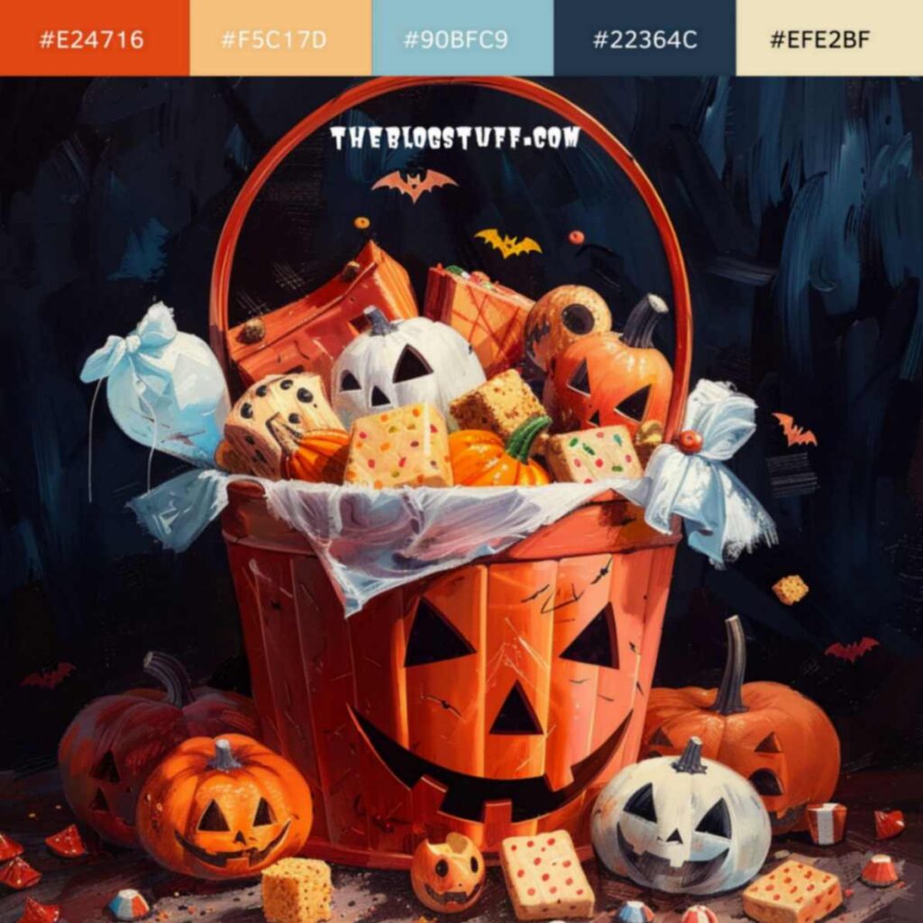 Trick or treat candy bucket Halloween color palette