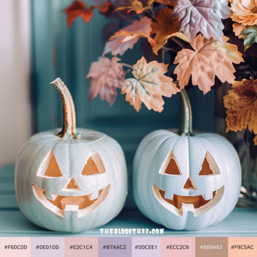 Halloween pastel pumpkins with a pastel color scheme