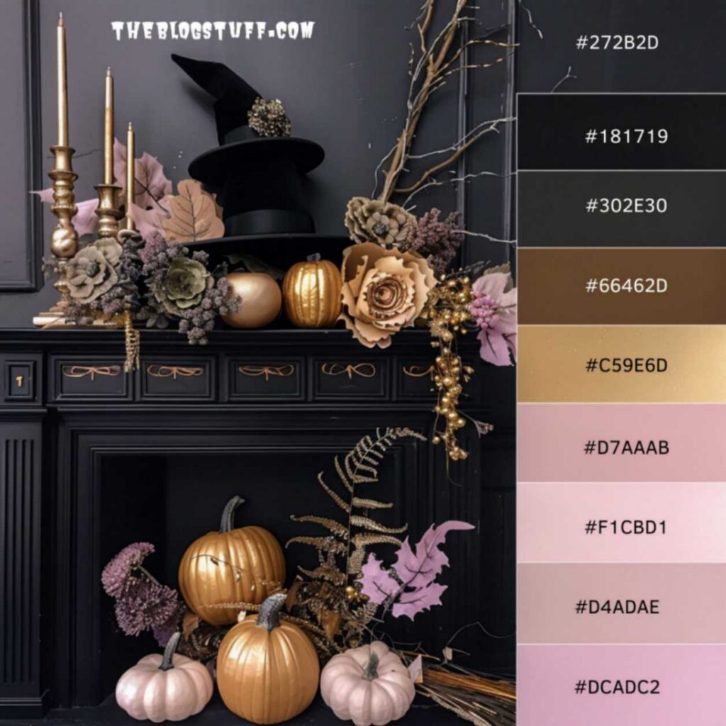 Gold and pink Halloween color palette