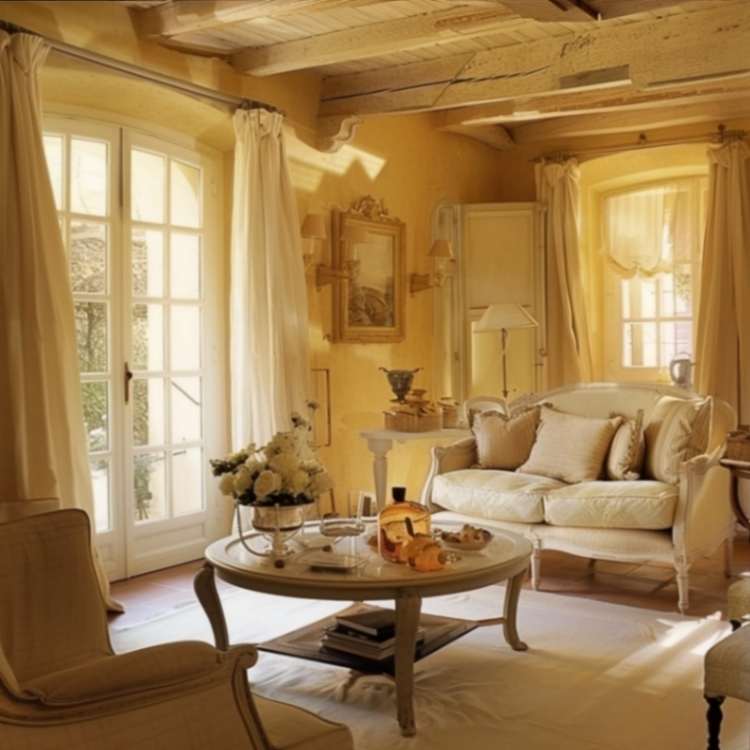 Soft Yellow Walls with Warm Beige Furniture