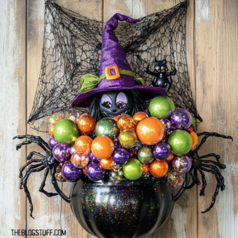 witch couldron halloween wreath 2