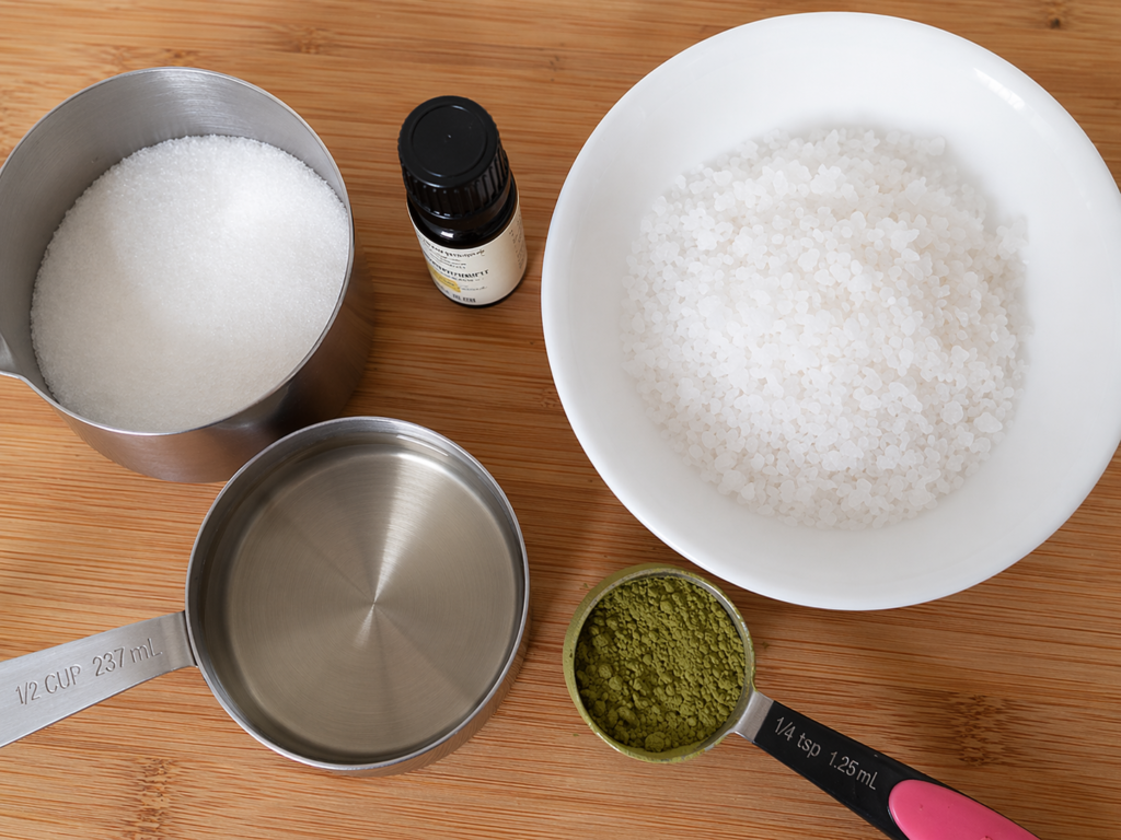 Matcha body sugar scrub ingredients.