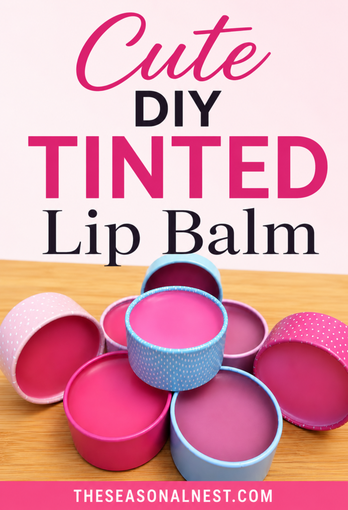 Cute DIY tinted lip balm in tinplate containers
