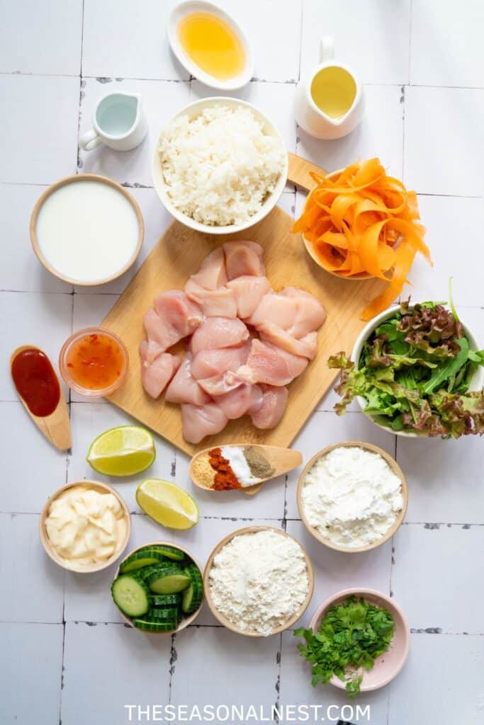 Bang Bang Chicken Rice Bowl Ingredients.