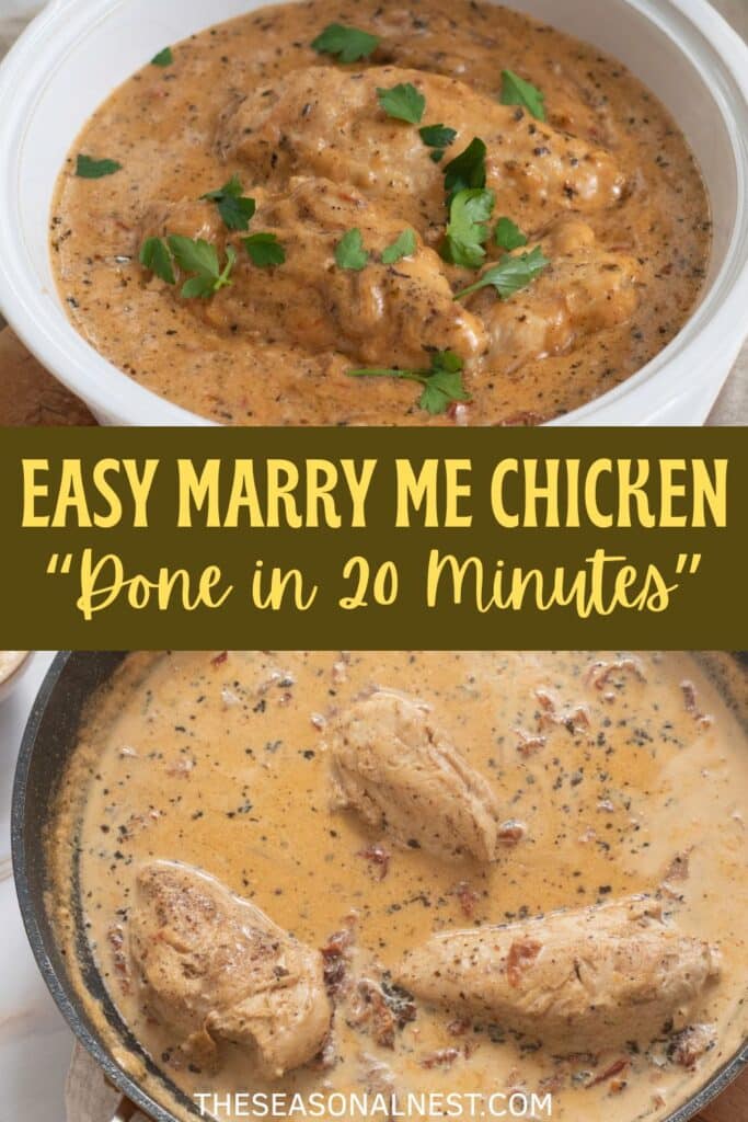 Creamy Marry Me Chicken served in a bowl, garnished with fresh parsley