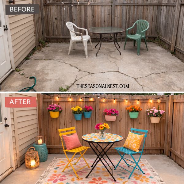 Colorful small patio makeover