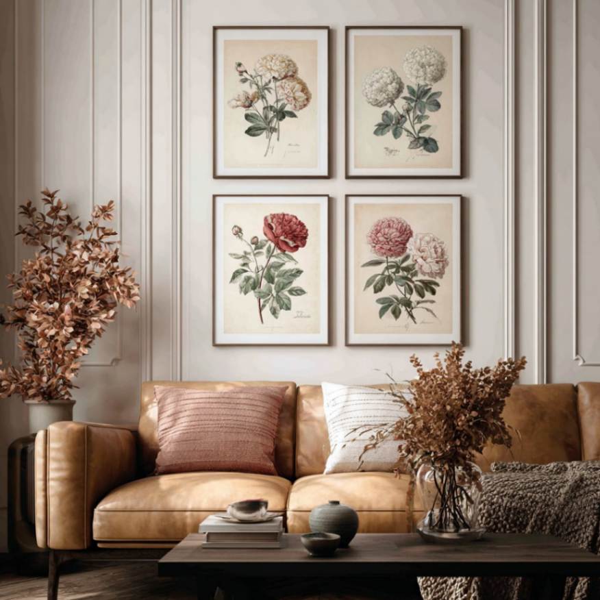 French Country vintage floral drawings