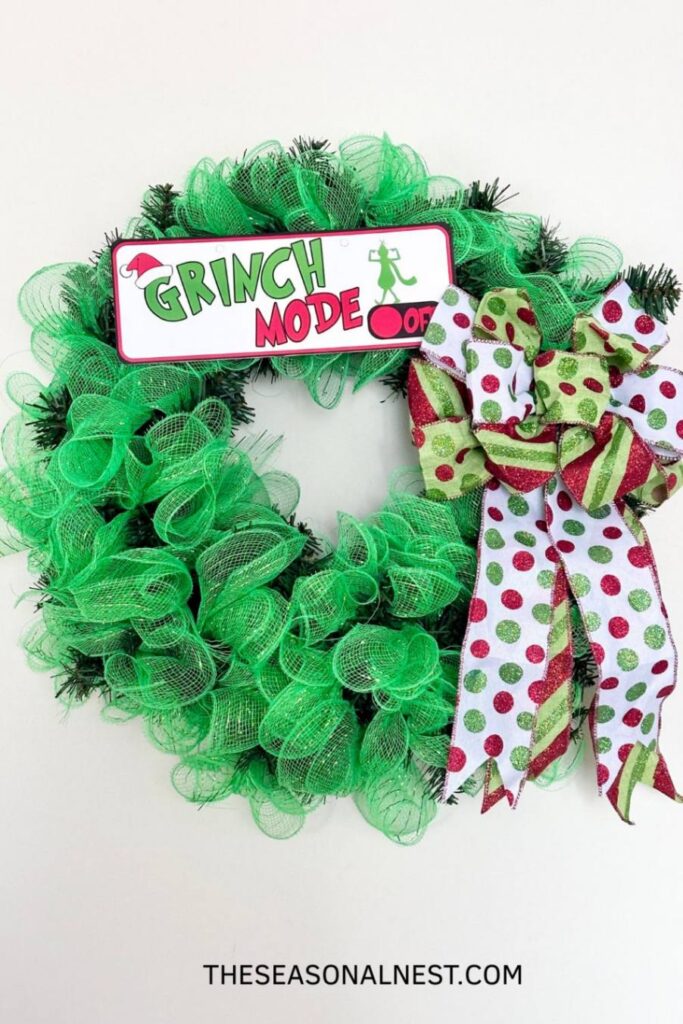 Homemade Christmas Deco Mesh Grinch Wreath