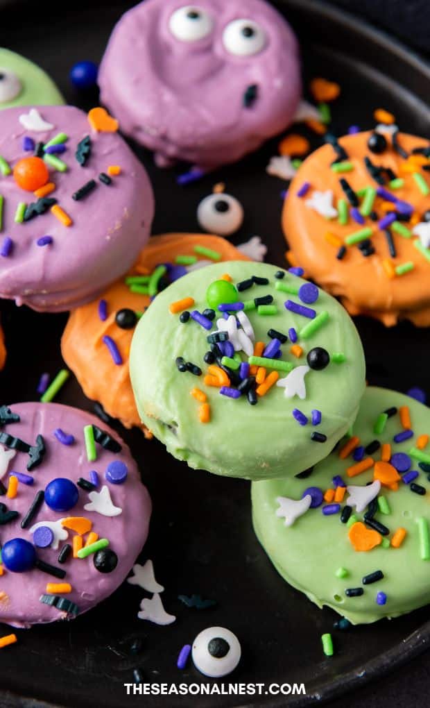 Green, Purple and Orange Halloween Cookies
