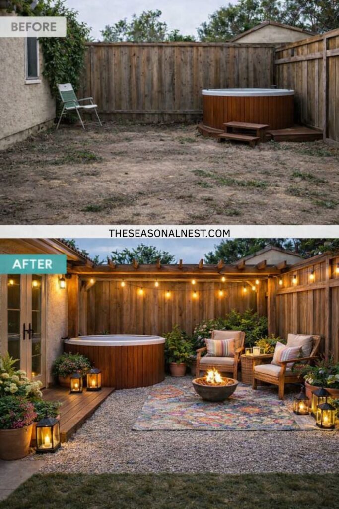 Hot tub backyard makeover 2