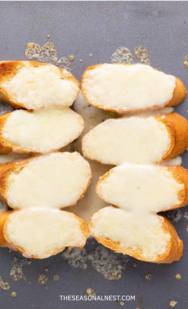 Baguette slices topped with cheese
