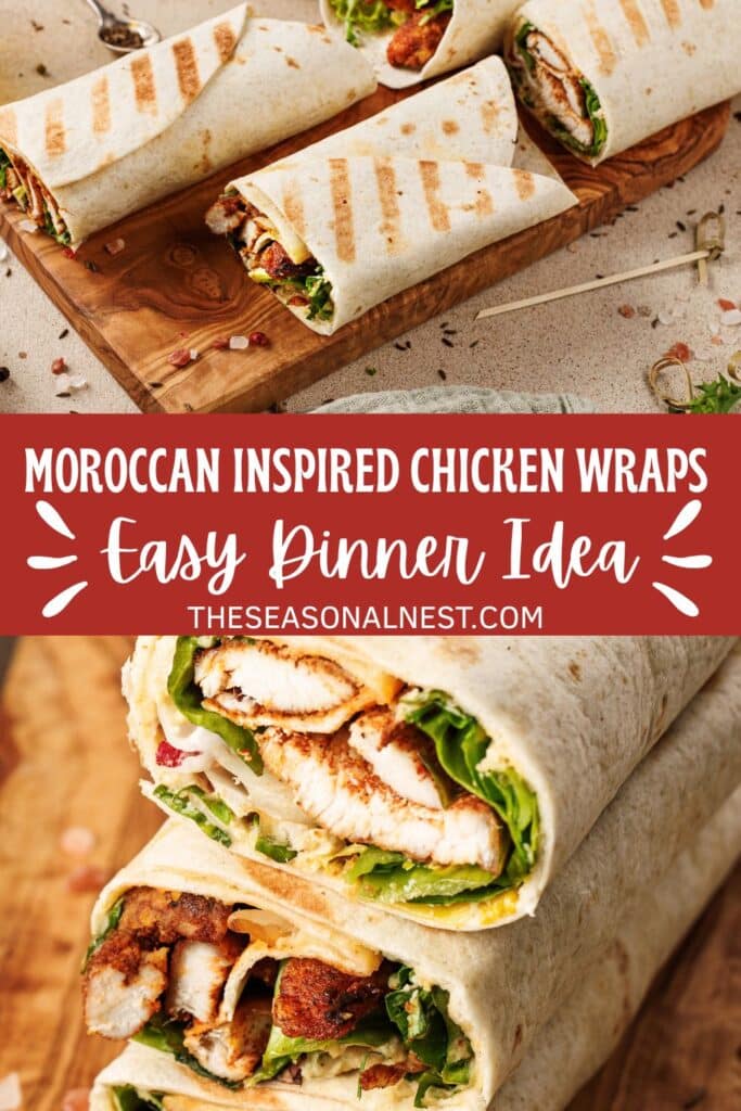 Chicken Tortilla Wraps in a wooden surface.
