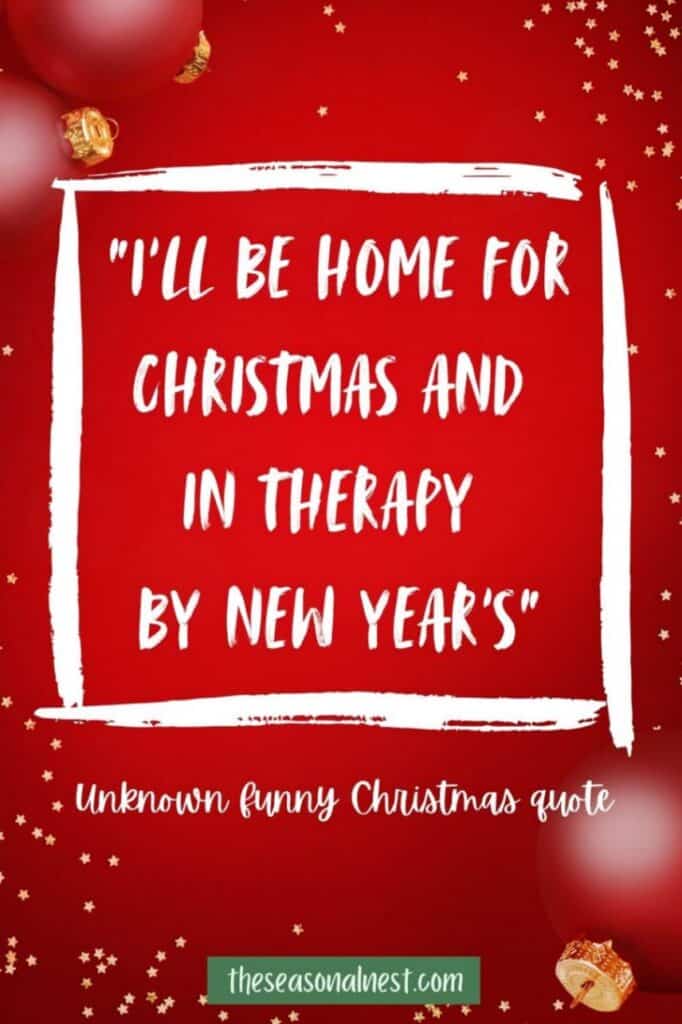 A humorous Christmas quote on a red background