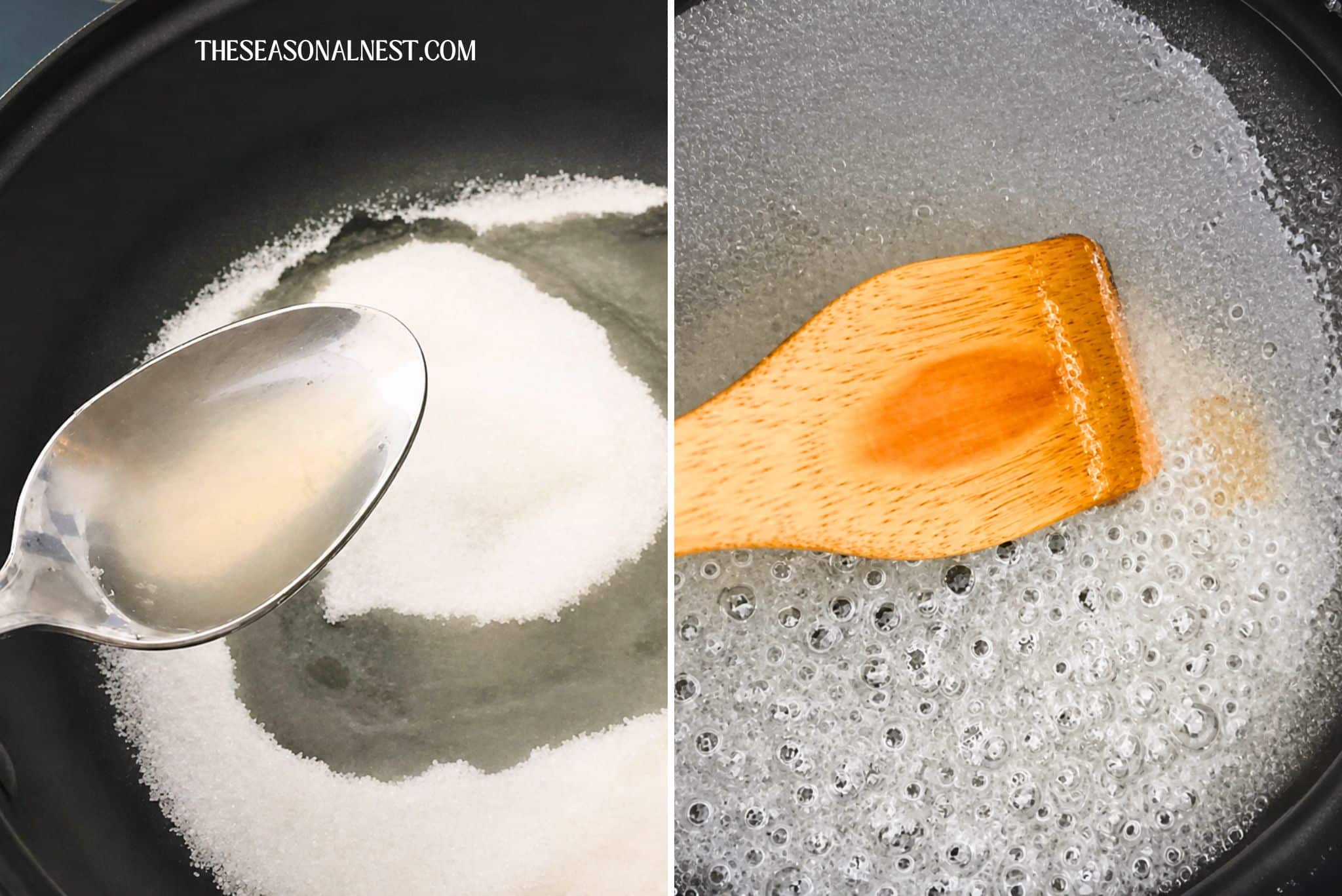 Making DIY sugar wax with lemon juice.