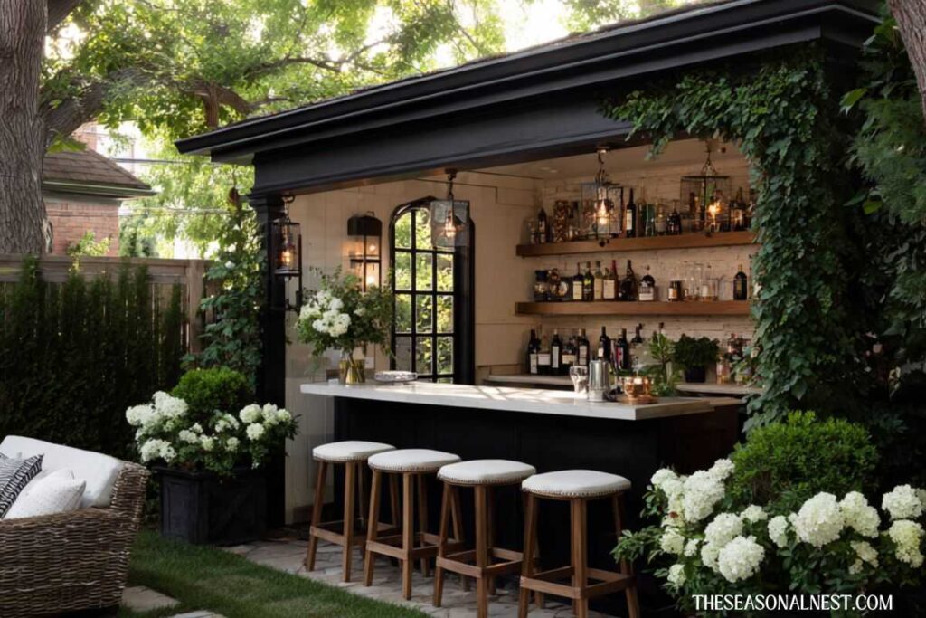 backyard bar ideas covered patio setup