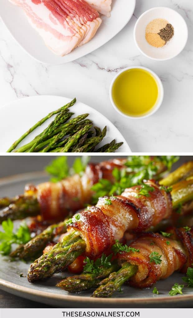 Bacon wrapped asparagus made in the oven with the ingredients needed