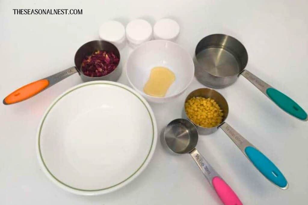 DIY Beeswax lip balm ingredients