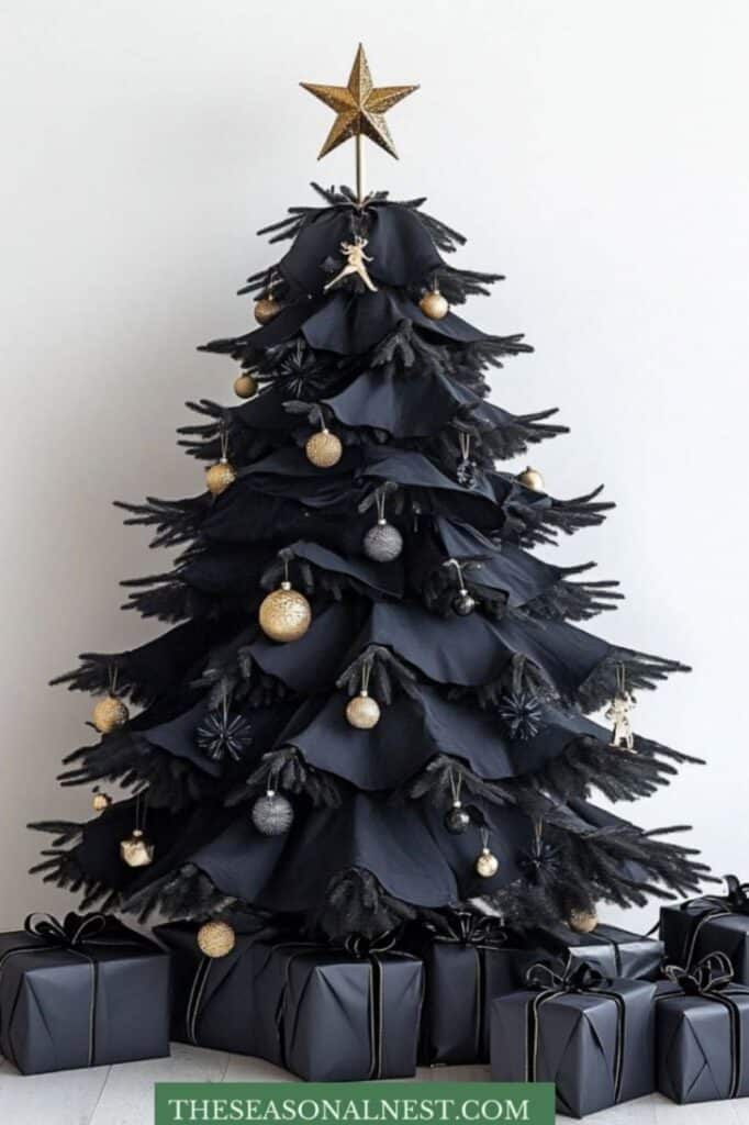 black christmas tree decor