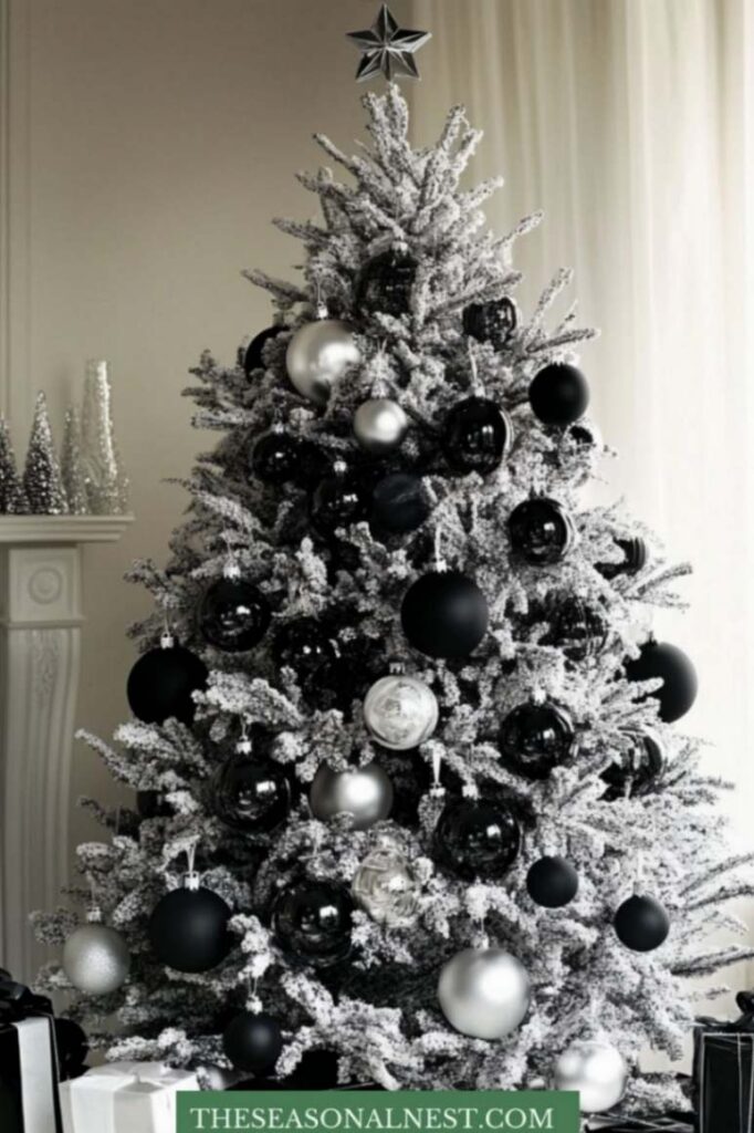 black silver christmas tree decor