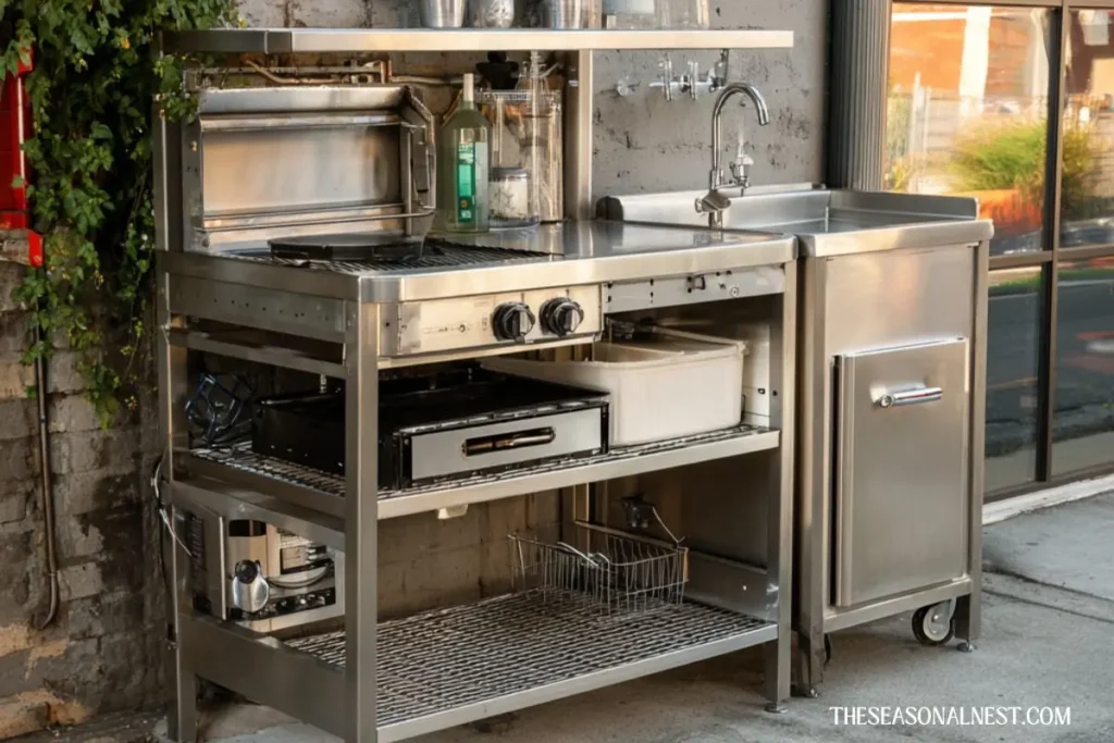cheap outdoor kitchen stainless setup