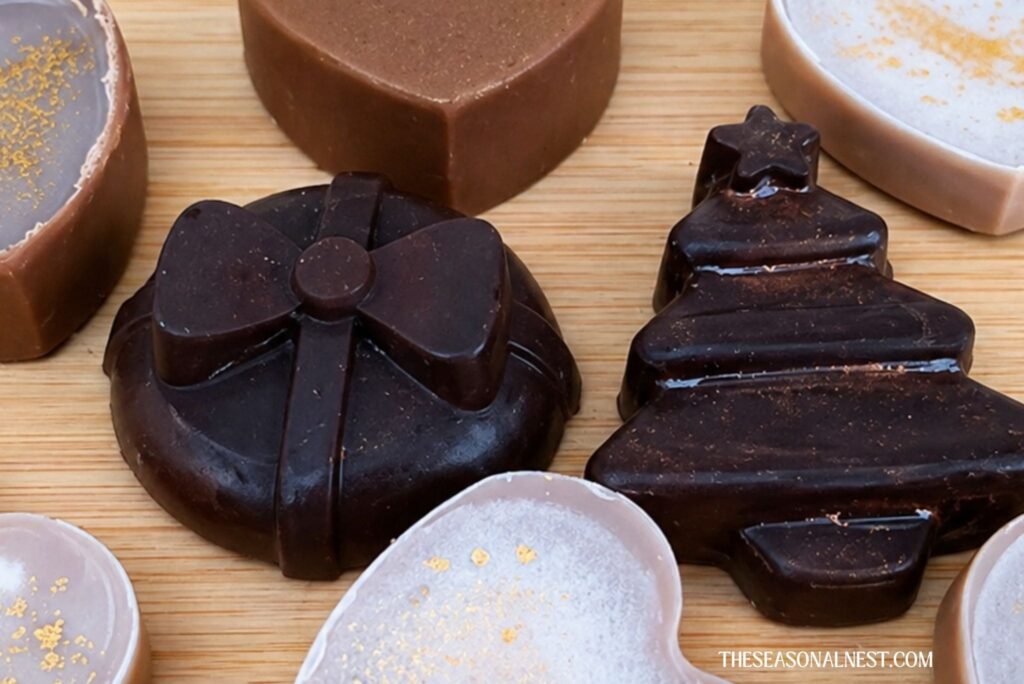 Close-up of chocolate lotion bars,