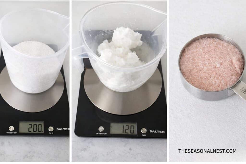 Coconut oil sugar scrub ingredients.