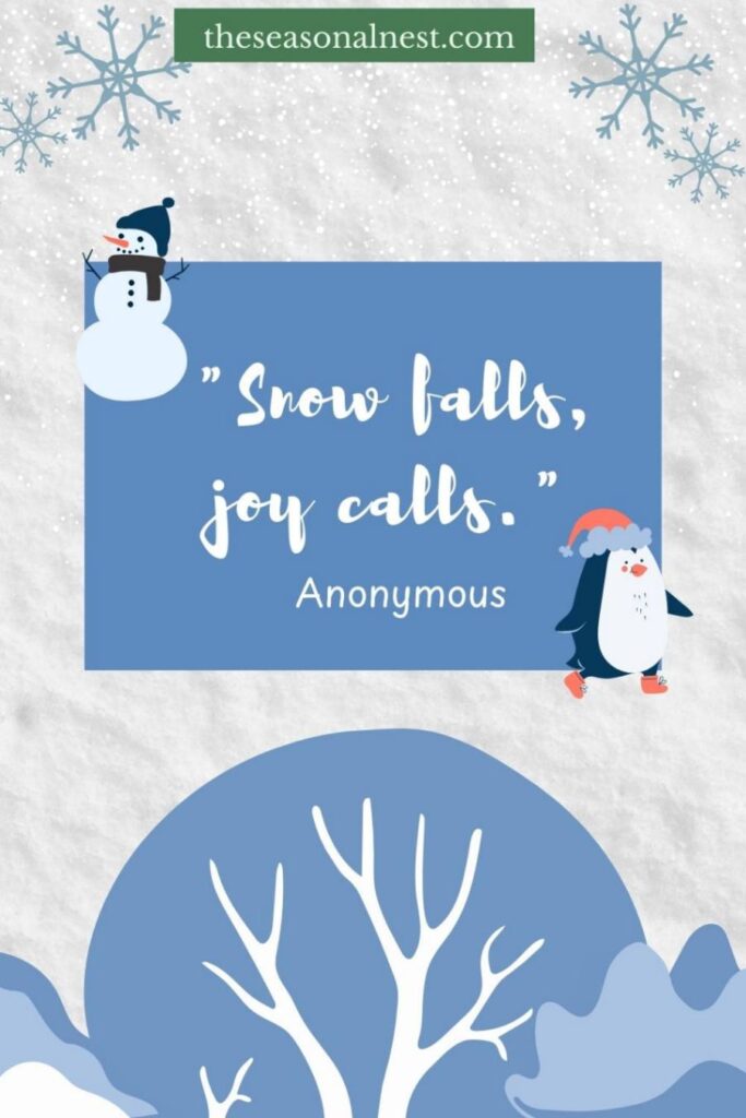 Blue Christmas card with a penguin and a short Christmas quote.