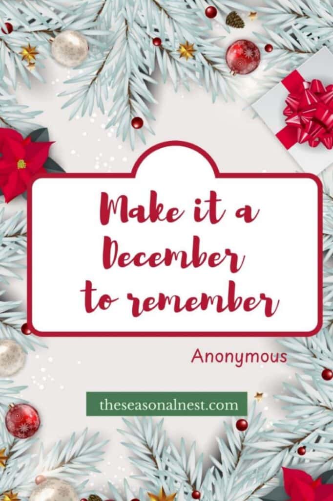 A Christmas card with a festive background and a sweet short festive quote;