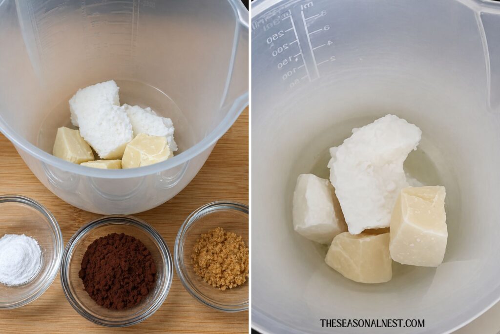 Chocolate body lotion bar ingredients.