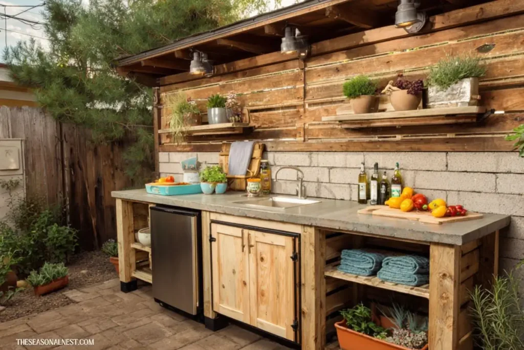 diy outdoor kitchen wood counter budget