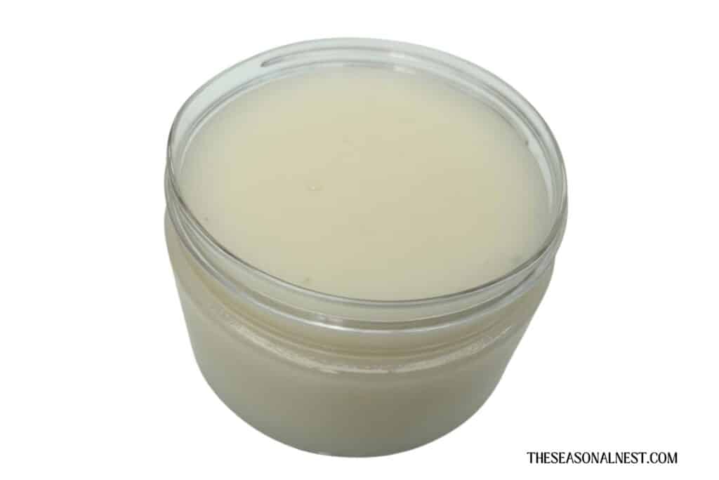 an isolated container with DIY rice face mask.
