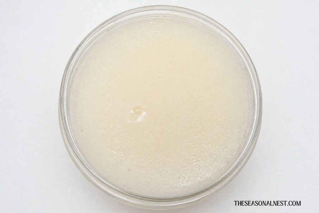 A container with rice face mask/serum.