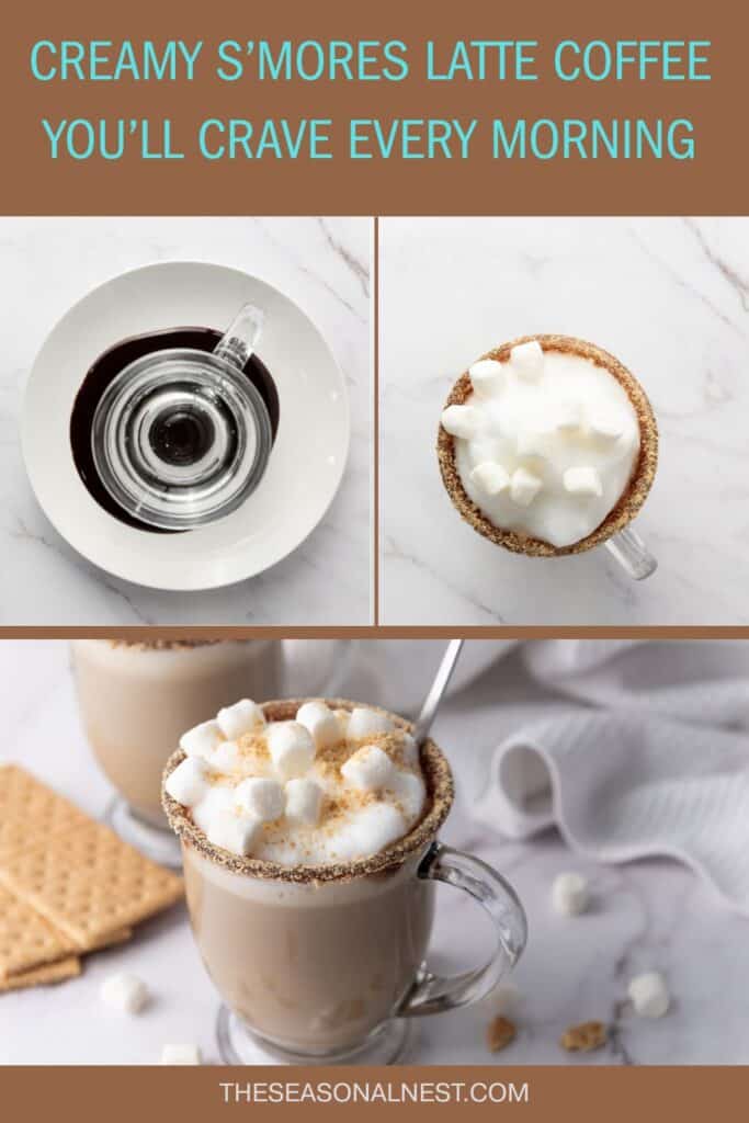 Making Smores latte coffee drink (collage).