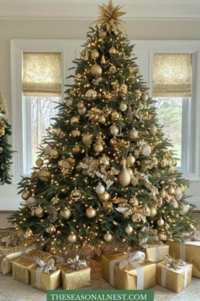 gold christmas tree decor