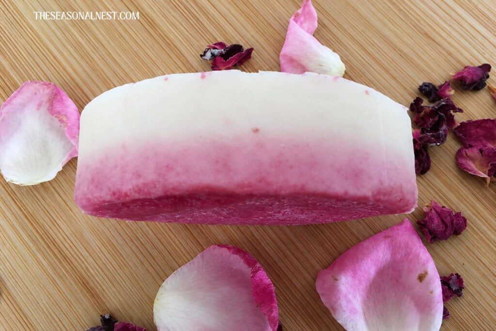 Bicolor DIY lotion bar close-up.