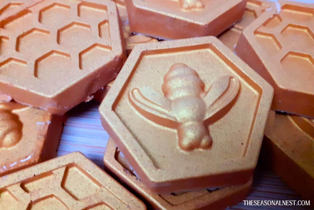 Close-up of shimmer lotion bars.