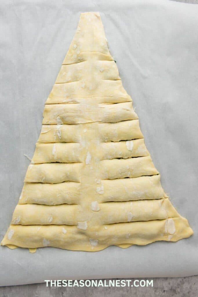 Puff pastry with horizontal slits